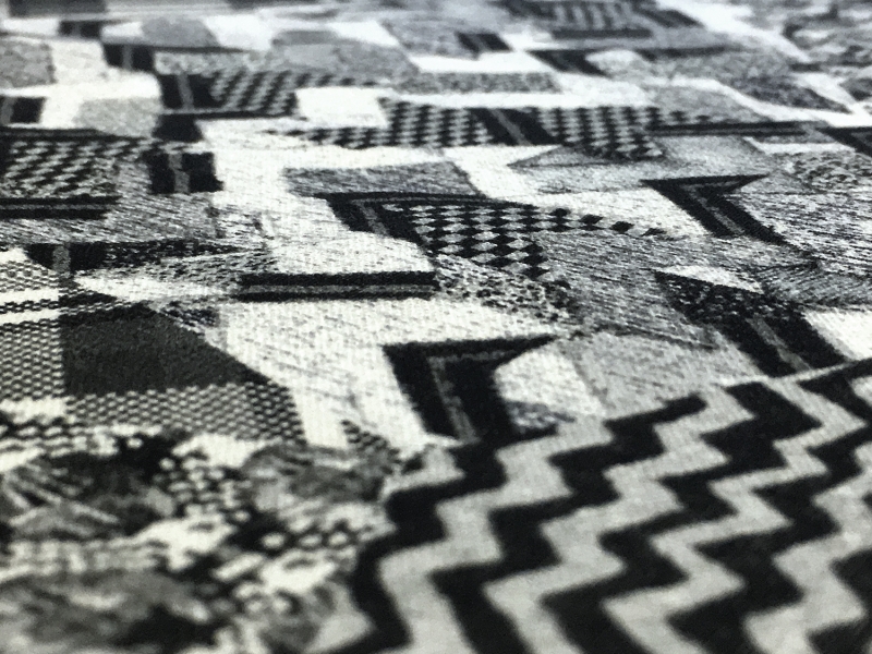 Handkerchief Linen Black And White Collage Digital Print2