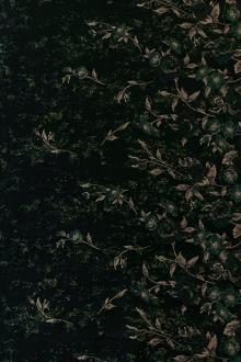 Brocade Panel with Metallic Cloqué Leaves and Floral Border0