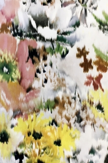 Silk Mikado with Warp Printed Florals0