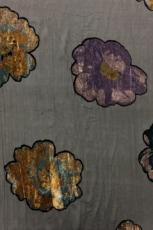 Italian Silk Rayon Burnout Velvet With Floral Motif0