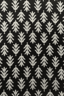 Cotton Lawn Black & White Pinnatisect Leaf Print 0