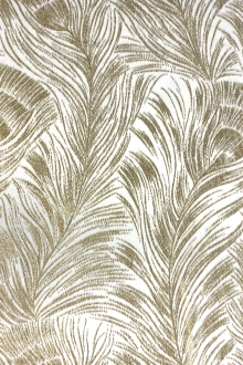 White Gold Feathers Silk Lurex Panne Velvet0