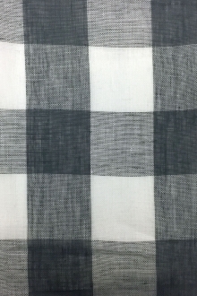 Linen Mesh Plaid in Charcoal and Ivory0