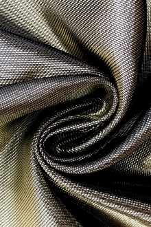 French Cotton Blend Iridescent Metallic Twill in Black and Gold0