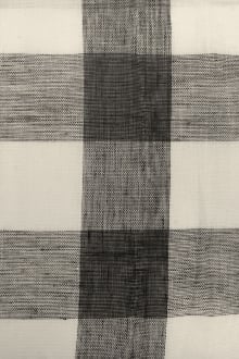 Linen Mesh Plaid in Black and Ivory0