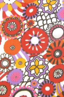 Printed Silk Chiffon Vibrant Illustrated Flowers0