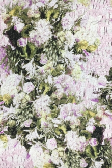 Metallic Silk Blend Matelassé with Floral Bouquets0