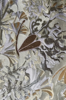 metallic brocade with florals in ivory light gold and silver