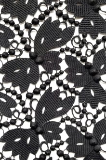 Black Abstract Designed Guipure Lace Fabric