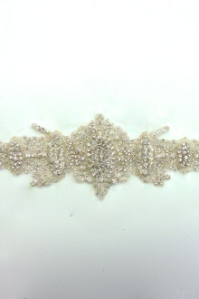 Esther Silver Crystal Beaded Tulle Belt0