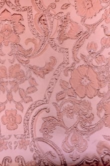 Silk Blend Metallic Cloqué Brocade with Rococo Floral Patterns0