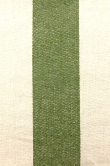 Cotton Upholstery 3" Stripe In Green And White0