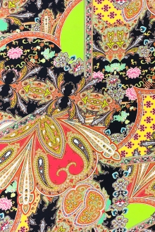 Printed Silk Twill with Large Mixed Paisley and Floral Patterns0