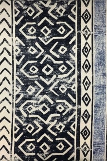 Linen Cotton Blend Upholstery With Tribal Stripe Print0
