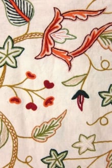 Floral Crewel Embroidery on Linen0