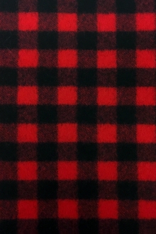 Italian Virgin Wool Doubleface Plaid Coating in Red and Black0