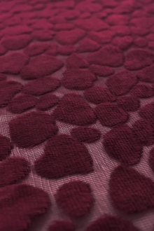 Poly and Rayon Burnout Velvet with Uneven Dots in Wine0