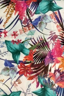 Viscose Print with Mixed Tropical Florals0