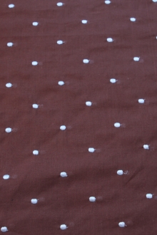 Cotton Embroidered Dots in Blue over Brown0