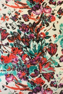 Italian Cotton Lycra Floral Twill Print0