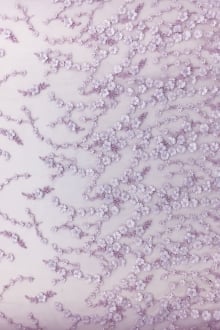 Beaded Tulle with Small Floral Appliques in Lilac0
