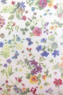 Printed Fused Net Floral Brocade0