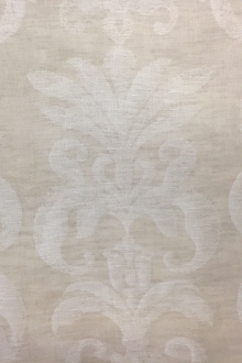 Poly Linen Double Gauze Filigree Damask in Natural0