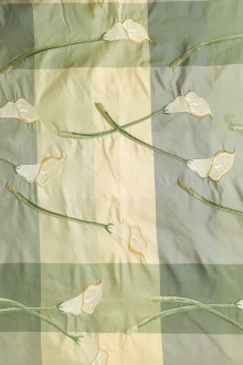 Silk Taffeta Check with Embroidered Calla Lilies 0