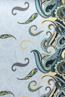 Printed Silk Charmeuse with Large Print Swirl Border0