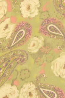 Printed Silk Chiffon  with Small Paisleys and Flowers0