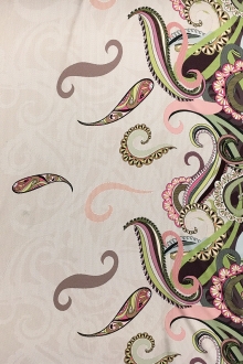 Printed Silk Charmeuse with Large Swirl Border0