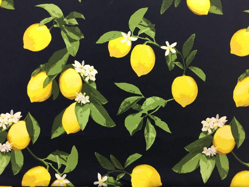 Cotton Spandex Sateen With Lemons Print0