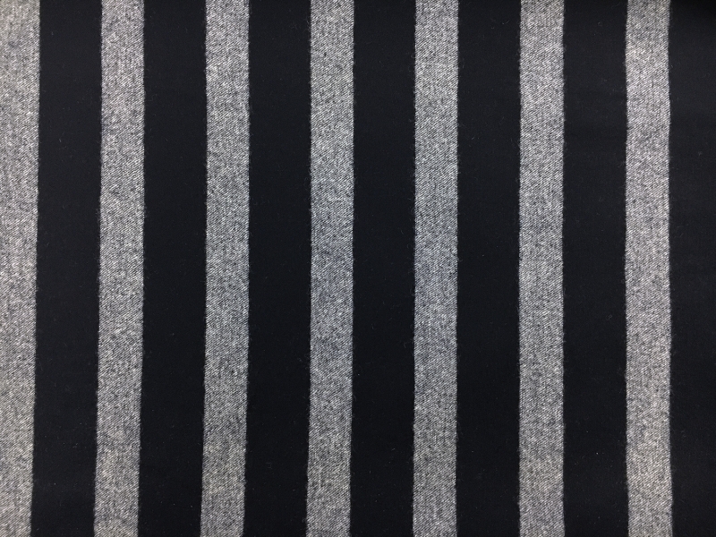 Italian Stretch Wool Blend Flannel Stripe in Navy0