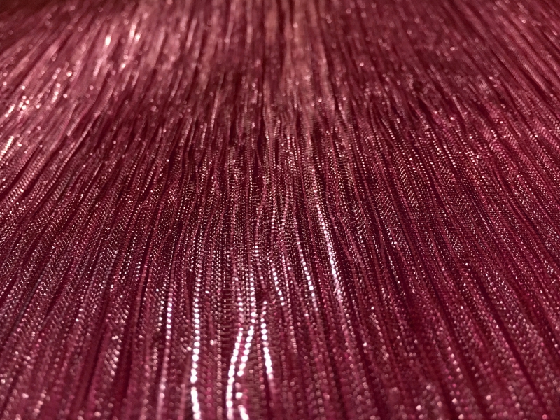 Polyester and Nylon Blend Pleated Organza in Raspberry0