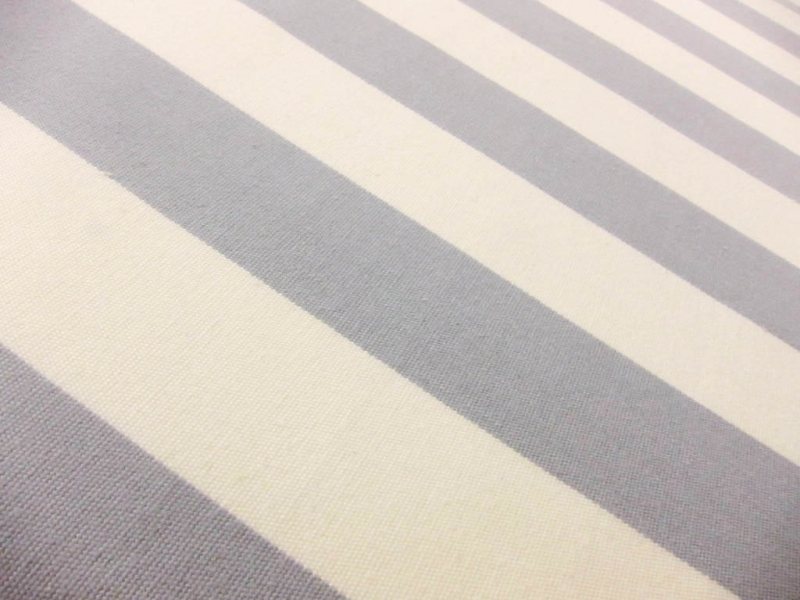 Cotton Upholstery 1.5" Stripe In Silver And Ivory 2