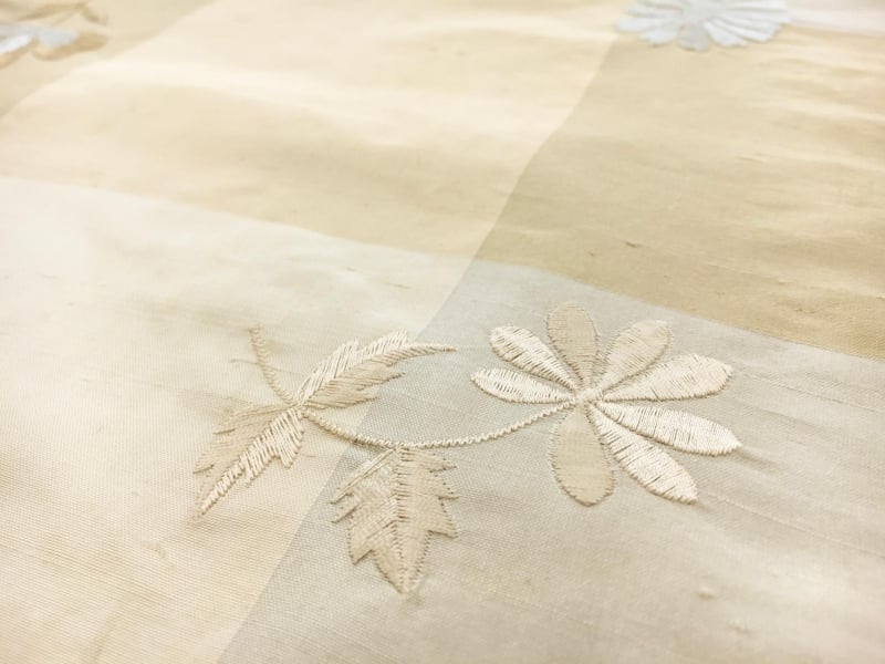 Embroidered Silk Taffeta Check with Small Flowers2