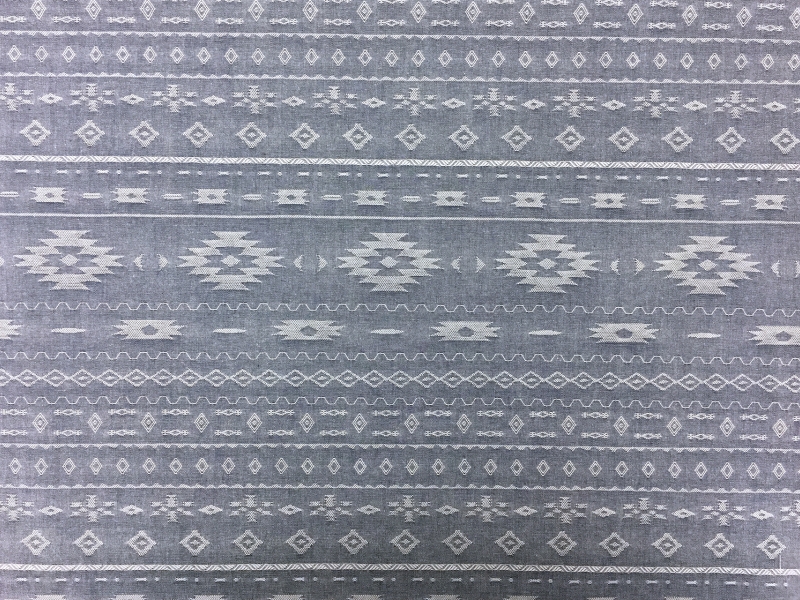 Cotton Chambray Jacquard With Navajo Pattern In Indigo0