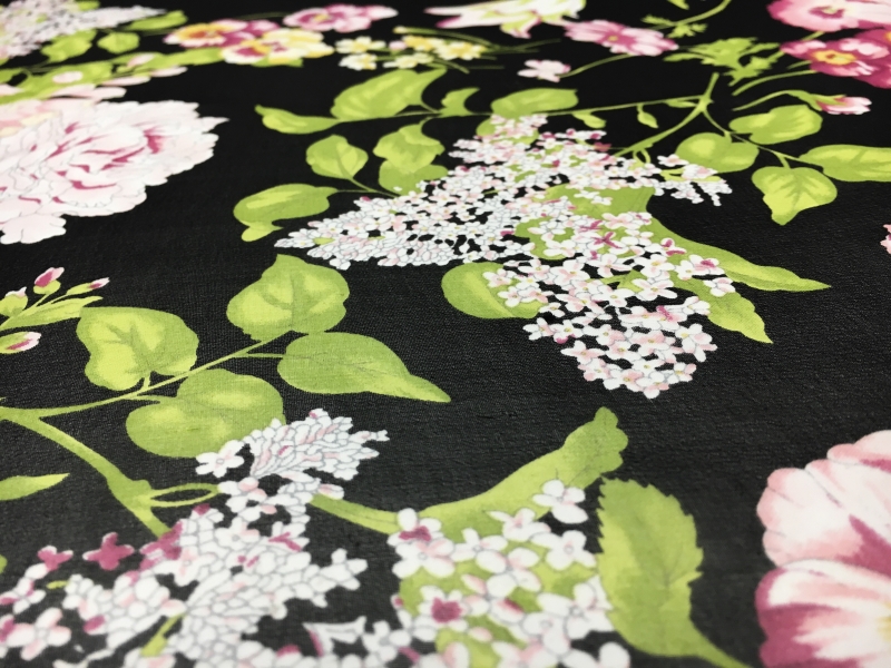 Printed Silk Chiffon with Florals in Black2