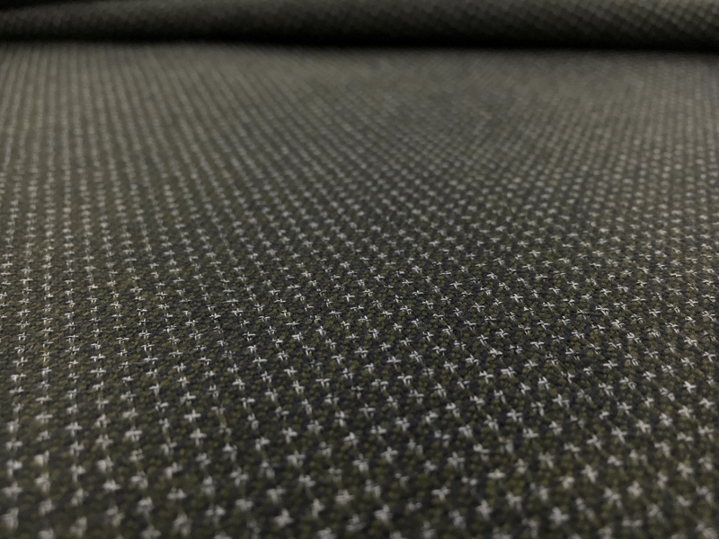 Italian Wool Cotton Blend Novelty Suiting in Navy and Olive2