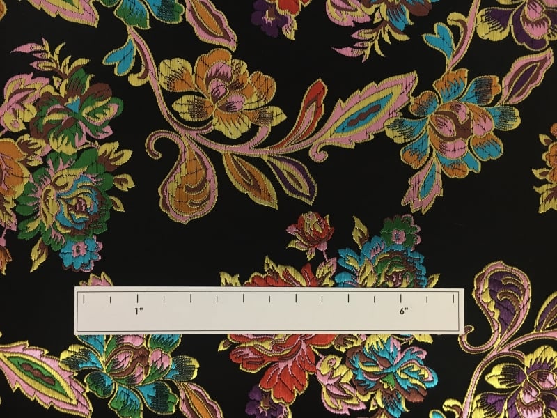 Heavy Jacquard Brocade with Colorful Florals 1
