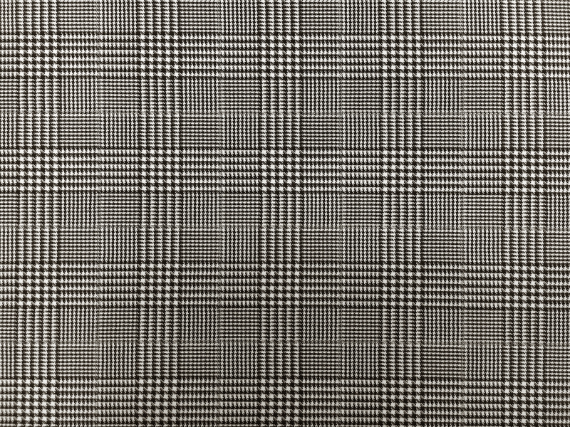 Italian Stretch Wool Glen Check in Black and White0