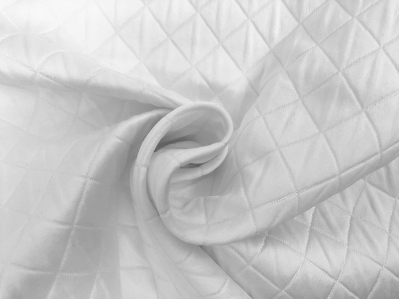 Diamond Quilted Woven Polyester in White1
