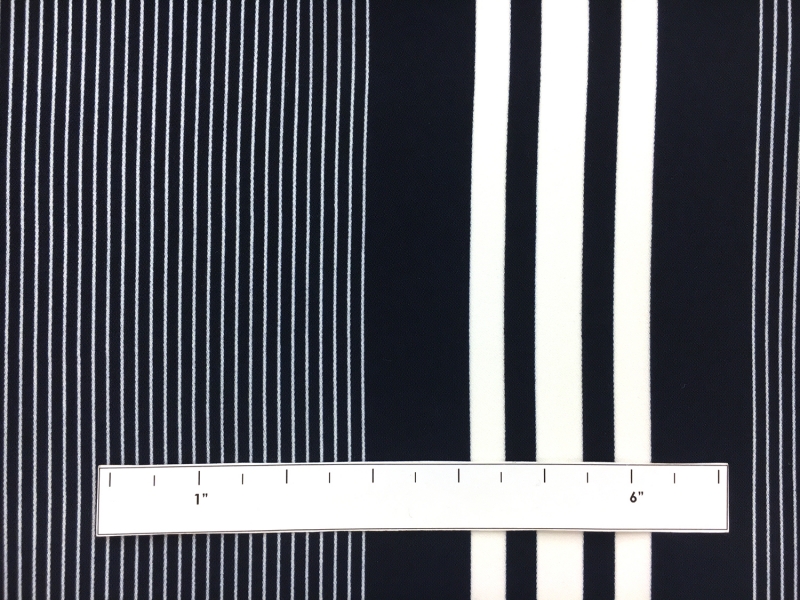 Polyester Crepe Barcode Stripe in Navy and White1