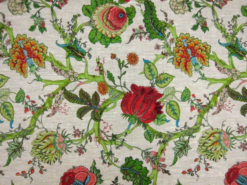 Linen Upholstery Floral Print0