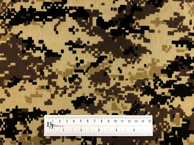 Khaki Pixel Camouflage Cotton Twill3