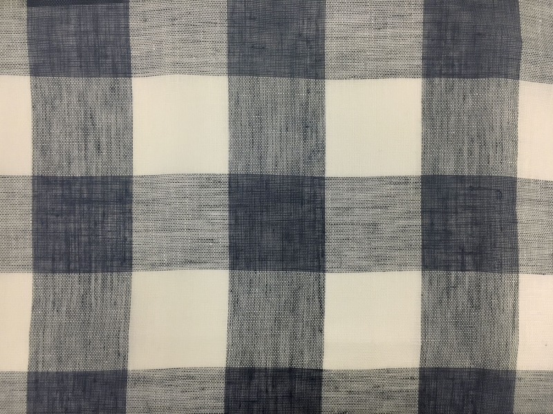 Linen Mesh Plaid in New Indigo and Ivory0