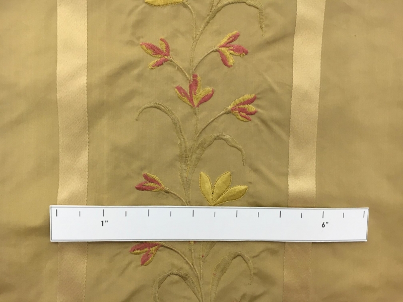 Silk Taffeta with Satin Stripes and Embroidered Flowers1