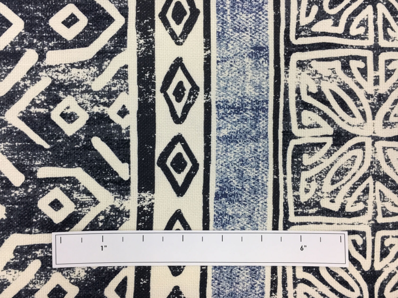Linen Cotton Blend Upholstery With Tribal Stripe Print1
