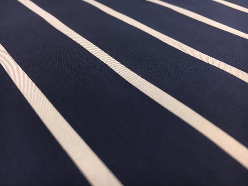 Cotton Blend Stretch Pencil Stripe Shirting in Navy2