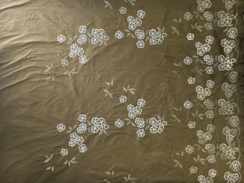 Embroidered Silk Shantung with Floral Degradé0
